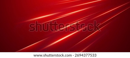 Red background with diagonal light streaks representing high speed or energy