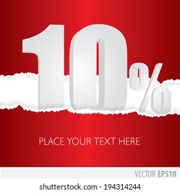 Red background and with a discount of 10 percent