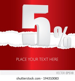 Red background and with a discount of 5 percent .