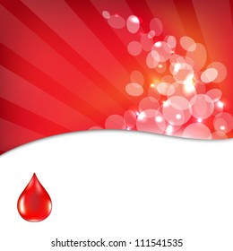 Red Background With Drop Blood, Vector Illustration