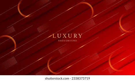 Red background with elegant golden lines, use for template or cover. Elegant premium red background. vector illustration
