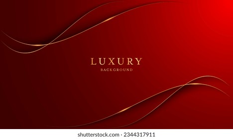 Red background with elegant golden lines, use for template or cover. Elegant premium red background. vector illustration
