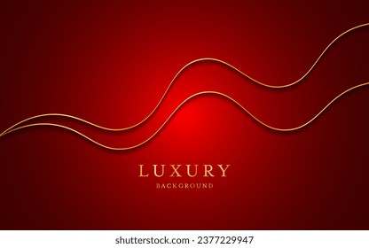 Fondo rojo con elegantes líneas doradas, para uso de plantilla o cubierta. Elegante fondo rojo premium. ilustración vectorial	