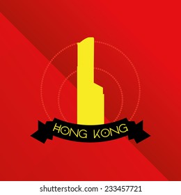 a red background with a famous building in Hong Kong