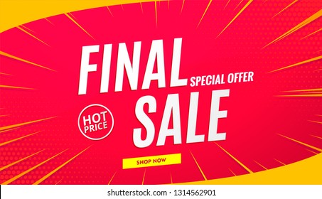 Red background final sale banner .Vector design