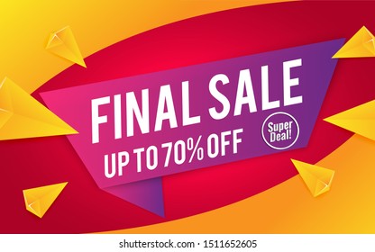 Red background final sale banner .Vector design