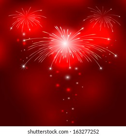 Red background with fireworks