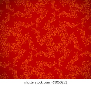 red background, floral christmas  seamless texture