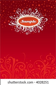 Red background and floral design elements