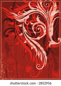 red background with floral element for design