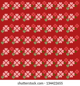 Red background with floral motif