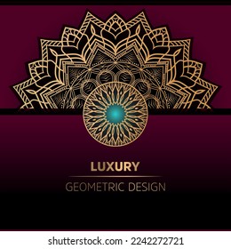 Red background with flower mandala
