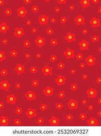 Red background with red flower wallpaper art.