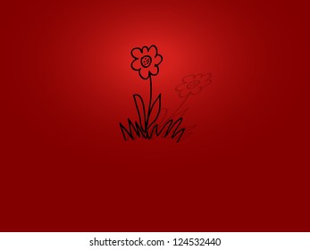 Red background with flowers