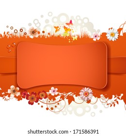 Red background with  flowers