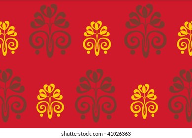 red background with flowers
