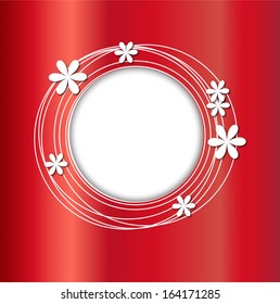 red background with flowers for a design and mestome for text,vector illustration