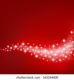 red background with flowing stars and light