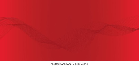 Fondo rojo con líneas onduladas que fluyen. Concepto de tecnología futurista. Ilustración de vector