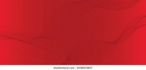 Red background with flowing wave lines. Futuristic technology concept. Vector illustration