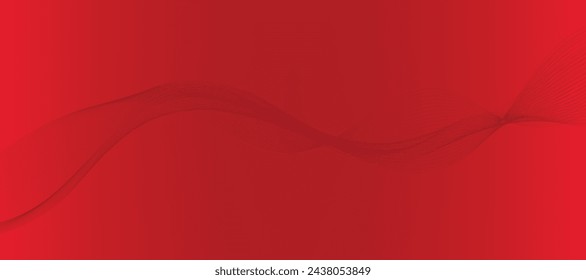 Red background with flowing wave lines. Futuristic technology concept. Vector illustration
