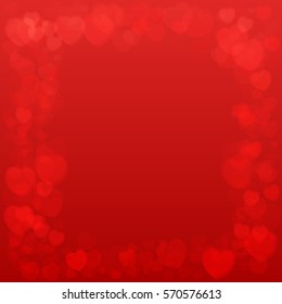 Red background frame with hearts. Valentines Day Card