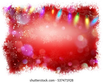 Red background with frame of snowflakes. EPS 10 vector file included
