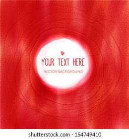 Red background with frame, vector illustration, watercolor on wet paper.