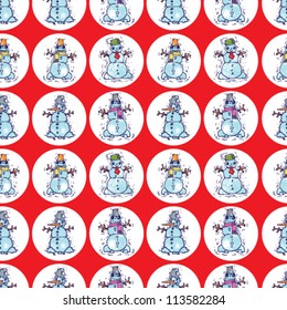 red background with funny snowman