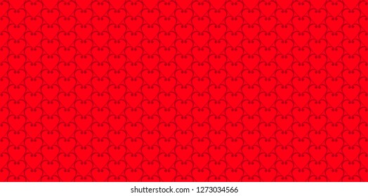 Red background with geometric heart pattern. Seamless valentines background vector Illustration