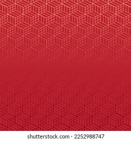 Red background with a geometric pattern, in the style of traditional Asian patterns for clothes, fabric, textiles, paper