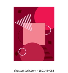 red background with geometric shapes over white background, abstract design, vector illustration
