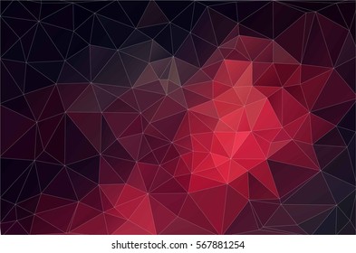Red Background of geometric shapes. Retro triangle . Colorful mosaic pattern.