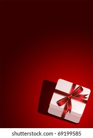 Red background with gift box, illustration