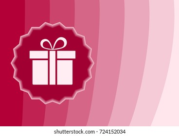 Red background with gift icon, vector illustration