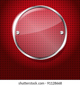 Red background with glass circle frame for your text