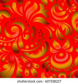 Red background. Glitter background. Multicolored seamless pattern. Vector luxury red background with multicolored elements.