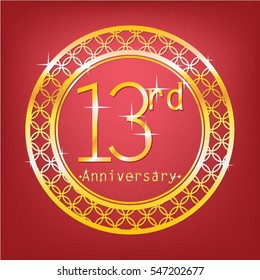 red background and gold circle 13rd anniversary for event and business