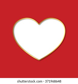 Red background with gold edged white heart for Valentine's day invitation