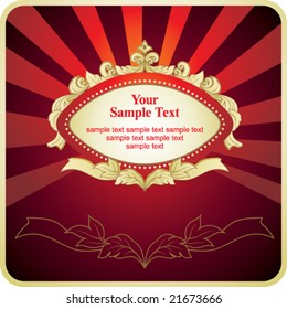red background with gold frame