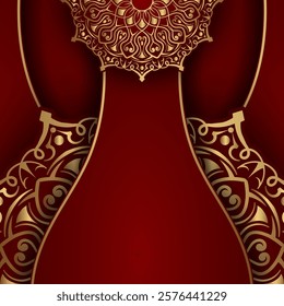 Red background with gold mandala ornaments