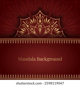 Red background with gold mandala ornaments