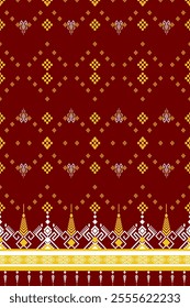 red background with gold ornament. ethnic patterns that incorporate elements of tribal geometric patterns and floral motifs are used in weaving, carpets,batik, fabrics and embroidery illustrations