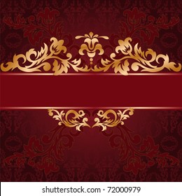 red background with a gold ornate ornaments