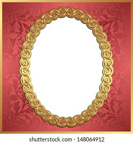 Red Background Gold Oval Frame Transparent Stock Vector (Royalty Free ...