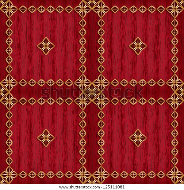 Red Background Gold Pattern Vector Illustration Stock Vector (Royalty