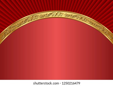 red background with golden border
