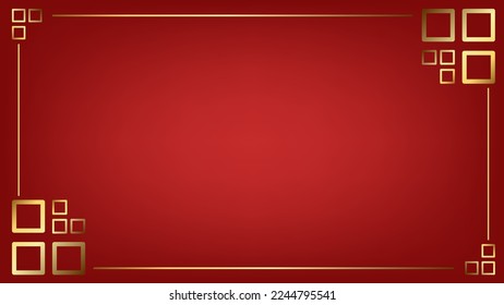 Red background and golden border with space. Lunar new year concept, Chinese new year background. vector.