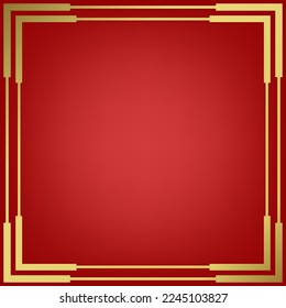 Red background and golden border with space. Lunar new year concept, Chinese new year background. vector.