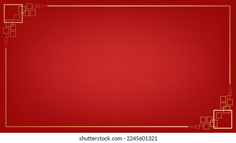 Red background and golden border with space. Lunar new year concept, Chinese new year background. vector.